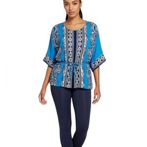 CYNTHIA ROWLEY Paisley Kimono Style Tie Waist Blouse